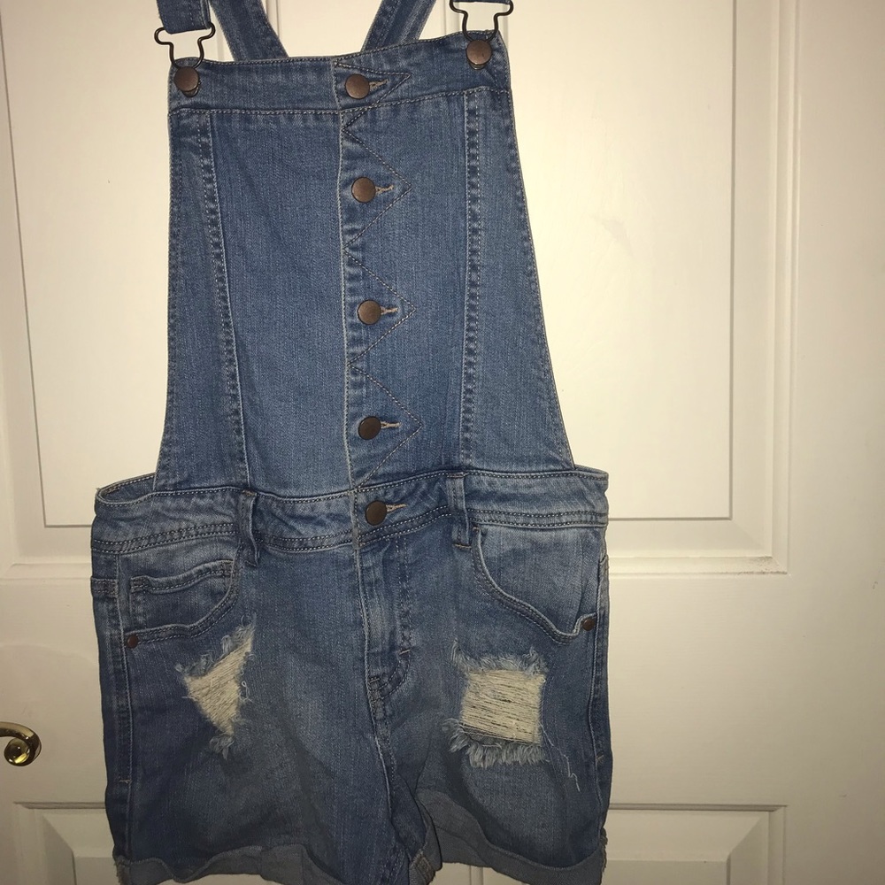 denim ripped overalls